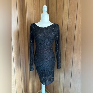 Lulus Woman’s Shine of The Season Sequin Black Mini Dress